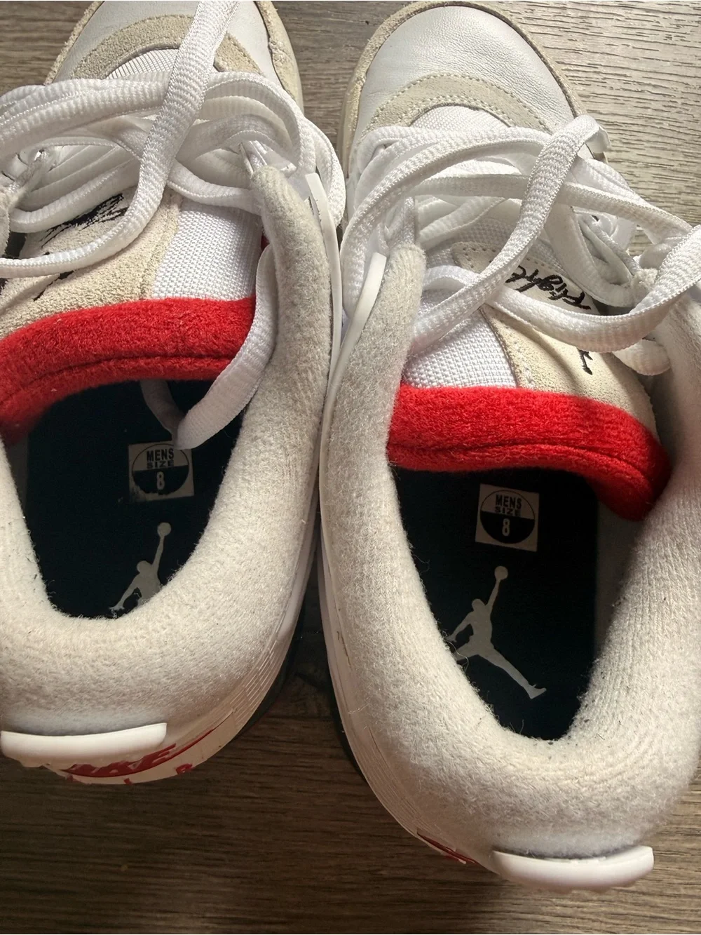 Jordan Men's Low-Top Sneakers in White, Black & Red